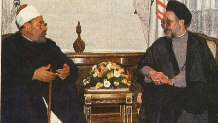 الرئيس خاتمي يستقبل الشيخ القرضاوي 